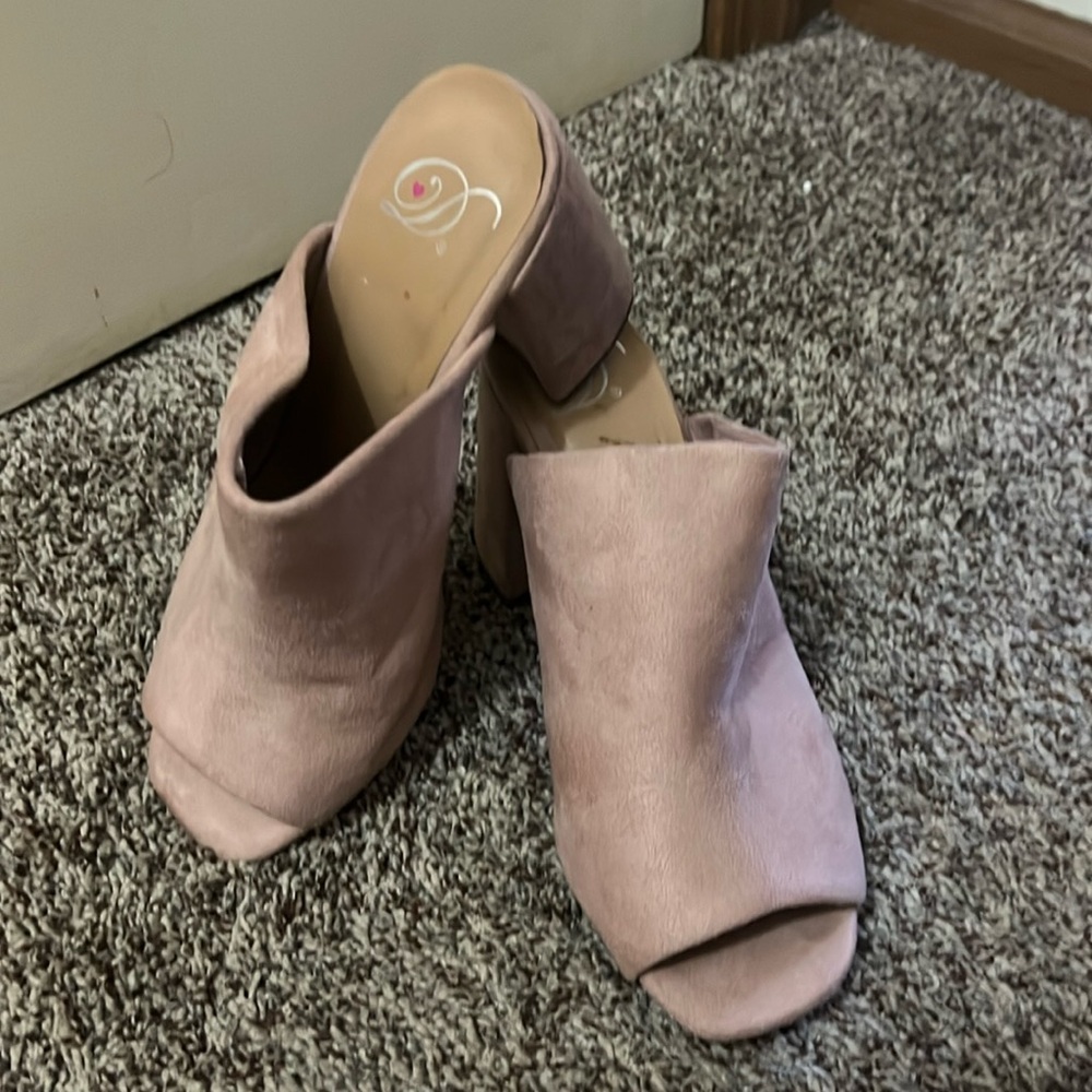 Women’s mule chunky heel mauve